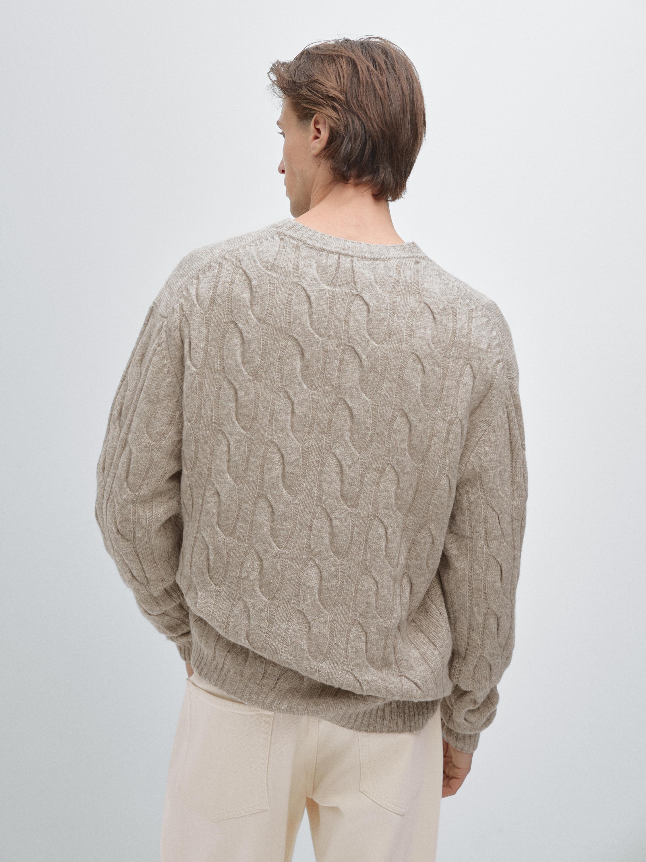 Cable-knit wool blend sweater